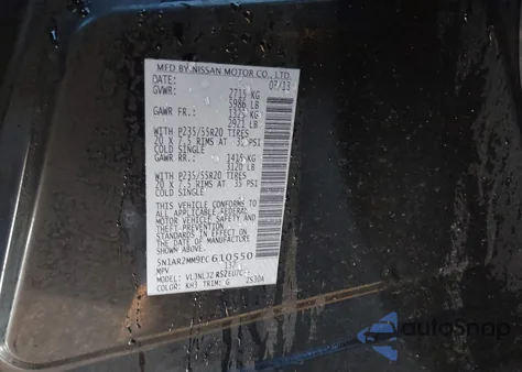 2014 Nissan Pathfinder Platinum z USA, uszkodzony, nr VIN 5N1AR2MM9EC610550